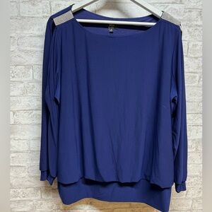 MSK keyhole sleeve blouse womens 3X jeweled bedazzled shoulder defined waist NWT